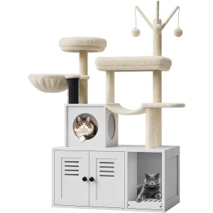55-Inch Cat Tree & Litter Box Enclosure