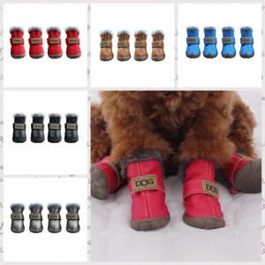 Waterproof Non-Slip Winter Dog Boots, Warm Plush Pet Shoes