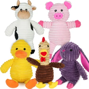 5-Pack Plush Squeaky Dog Toys